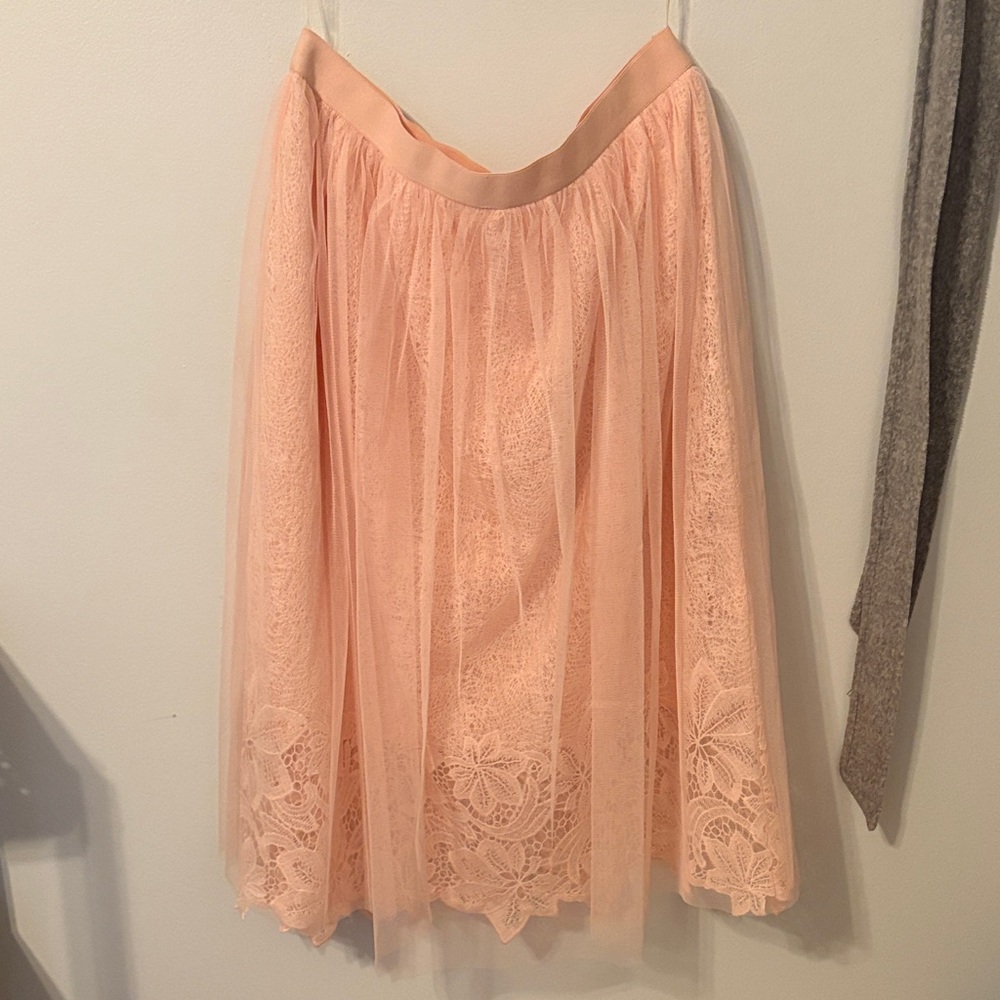 Esley Peach Lace & Tulle Circle Skirt